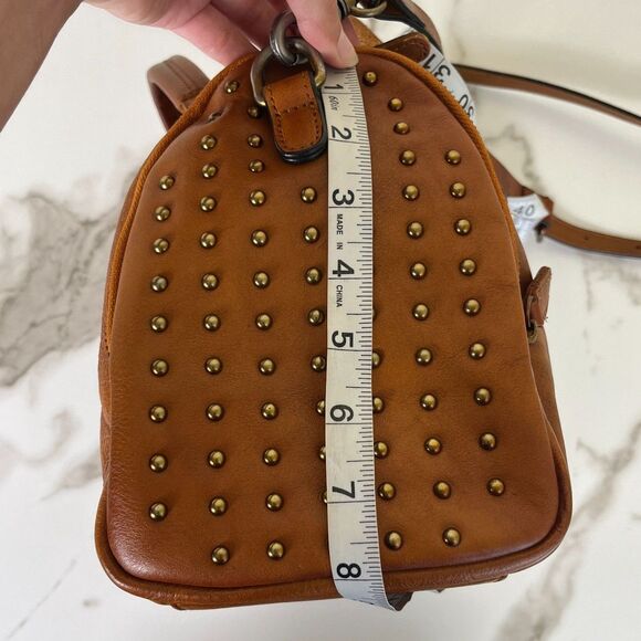 IVTG Brown Leather Satchel Medium Crossbody Studded Bag Purse - Picture 13 of 16